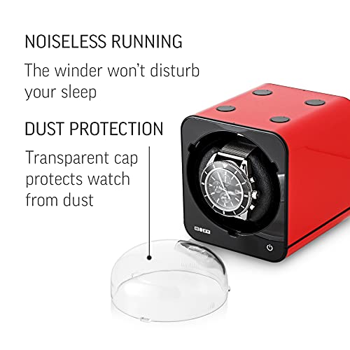 Watch Winder for Automatic Watches with Vertical Rotor Stop (Red)
