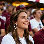 Game Day Earrings Football Baseball Earrings for Women Sports Team Heishi Hoop Earring Football Accessories Outfits Cheer Mom Essentials Fall Sports Must Haves Cheer Gifts (Burgundy White)