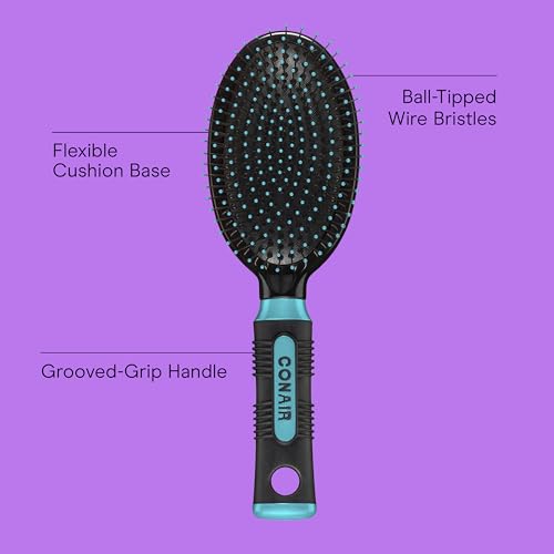 Hair Brush Detangling (Teal / Wire Cushion Brush (Pack of 1))