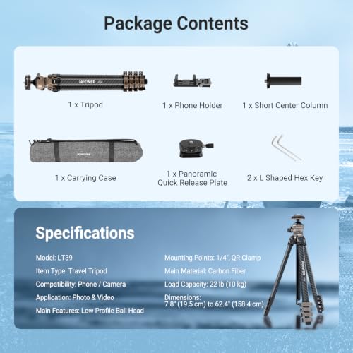 LITETRIP LT39 Carbon Fiber Travel Tripod