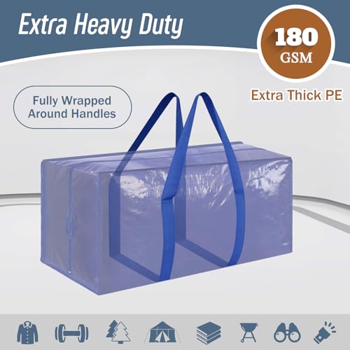 6 Pack Extra Heavy Duty Large Moving Bags with Strong Zipper (Blue / 6 Pack)