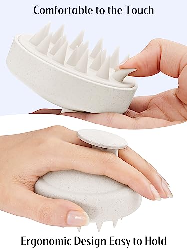 2 Pack Scalp Massager Hair Growth Scrubber for Dandruff Removal (Light Green & Beige)