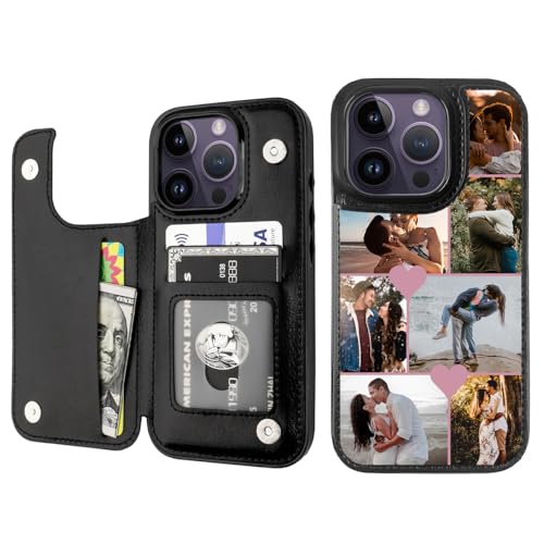 Custom Wallet Phone Case for iPhone 14 Pro (Black-E / iPhone 14 Pro)