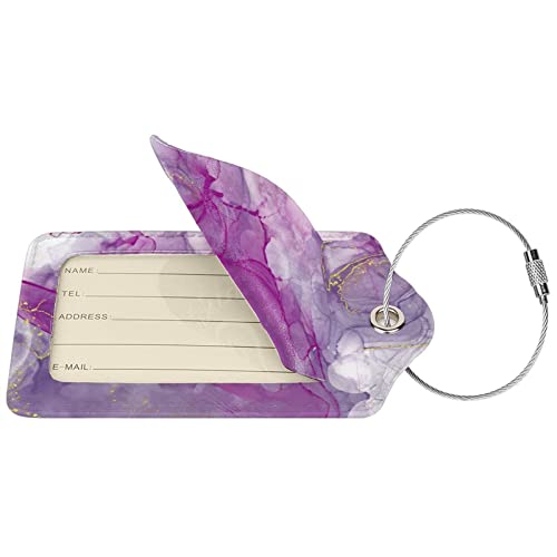 2 Pack Abstract Purple Luggage Tag for Suitcases Women (Luggage Tag - Purple)