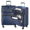 Softside Expandable checked Luggage with Front Business Pockets (Navy-24 / 24 inch)