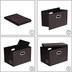 Large Stackable Storage Boxes with Lids [5 (Brown / Large(5-Pack))