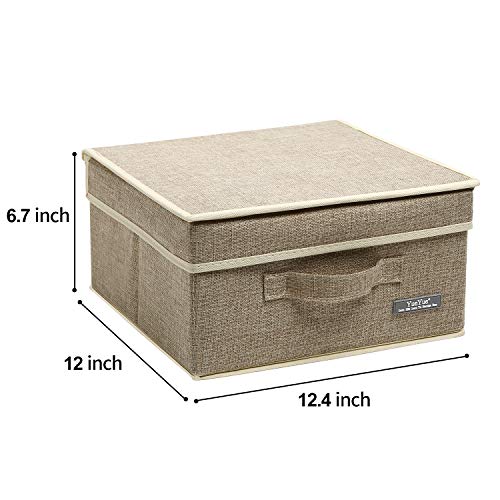 Foldable Fabric Closet Organizer Bins Box Storage (Linen / 12.4 in/12 in/6.7 in)