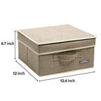 Foldable Fabric Closet Organizer Bins Box Storage (Linen / 12.4 in/12 in/6.7 in)