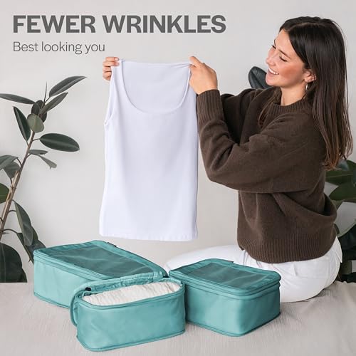 Compression Packing Cubes for Travel (6-Pack / Teal)