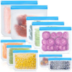 Reusable Silicone Food Storage Bags (Blue (2 Snack + 3 Medium + 3 Large + 2 Extra Large))