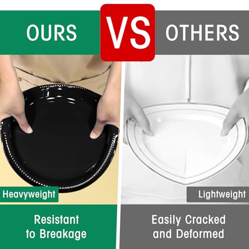 50 Pcs Black Plastic Plates (Black / 50 Pcs)