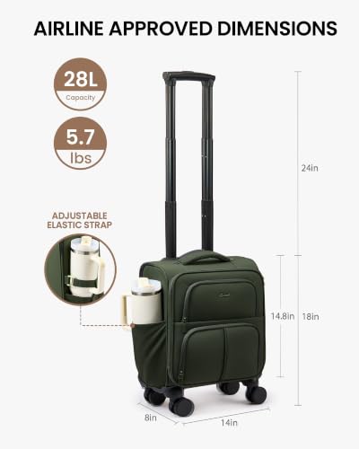 Underseat Carry On Luggage Airline Approved (Army Green / 16 inch_Underseat)