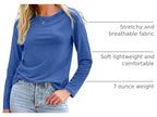 Long Sleeve Shirts for Women Casual Crewneck Tops Basic Tees (XX-Large / 01blue)