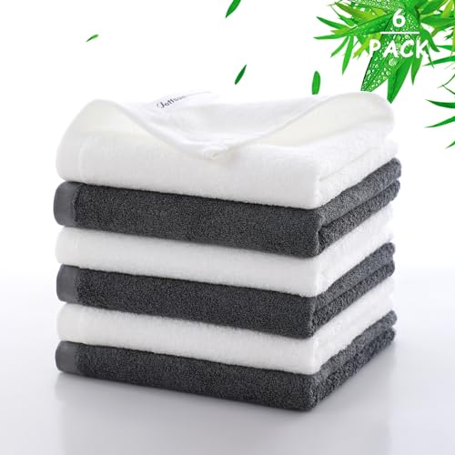 Wash Cloths 6 Pack (White & Grey / 13x13 inch-6 Pack)