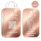 2 Pack Smart QR Code Luggage Tags (Rose-gold)