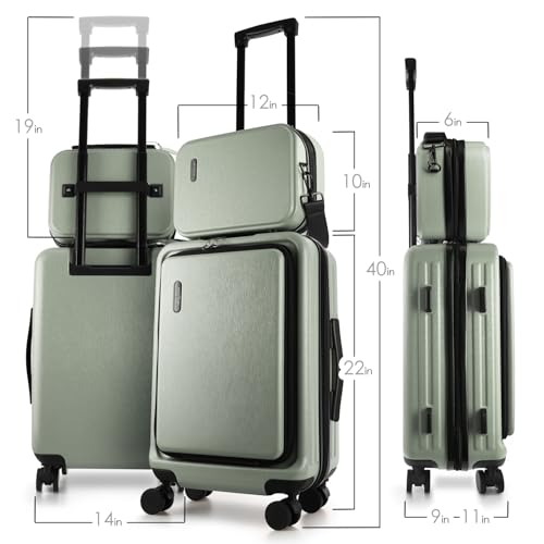 20 Inch Carry On Luggage 22x14x9 Airline Approved Suitcase (Carry-on 20 Inch / Sage Green)