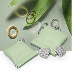 Green PU Leather Jewelry Pouch Portable Travel Small Jewelry Bag (Green / 3.54"x3.54")