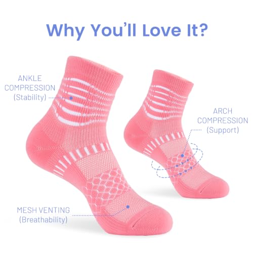 Ankle Compression Socks Women Men Plantar Fasciitis Relief 5 Pairs (Large / Macaron Mix(5 Pairs))