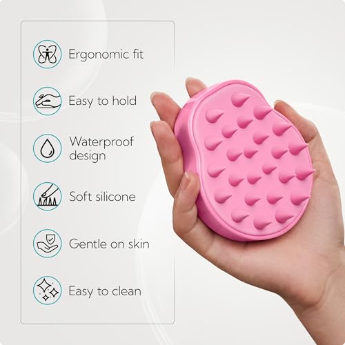 2 Pack Large Scalp Massager Scrubber Shampoo Brush for Hair Growth (01- Green & Pink)
