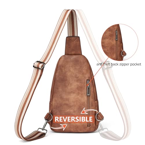 Sling Bag Crossbody Bags for Women Small Cross Body Bag Fanny Packs Chest Sling Purse for Daily Travel Leisure Sport (1-1 Brown)