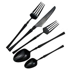 20 piece Black Flatware Set 304 Stainless Steel Fork Spoon Cutlery Luxury Mirror Polished Silverware (Service for 4 / Black)