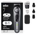 All-in-One Style Kit Series 7 7410, 8-in-1 Trimmer for Men with Beard Trimmer, Body Trimmer for Manscaping, Hair Clippers & More, Sharpest Blade, 40 Length Settings, Waterproof (Silver / 9 Piece Set)