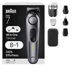 All-in-One Style Kit Series 7 7410, 8-in-1 Trimmer for Men with Beard Trimmer, Body Trimmer for Manscaping, Hair Clippers & More, Sharpest Blade, 40 Length Settings, Waterproof (Silver / 9 Piece Set)