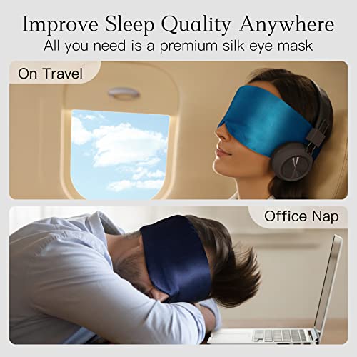 100% Natural Silk Eye Mask for Women Men (Vivid Blue)