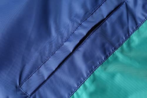 Adult Rain Poncho Waterproof Hooded Zipper Raincoat with Pockets (One Size / Green-blue)