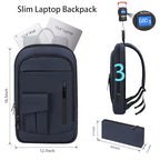 Business Backpack for Men Slim Lightweight Laptop Backpack Water Resistant Small Office Backpack for Commute Travel Daily Office Work with Small Bag (15.6" / With Pocket / Blue)
