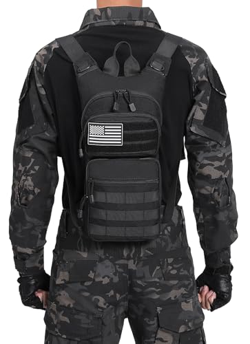 Insulated Water Hydration Pack Bag with 3L TPU Bladder Tactical Molle Hydration Backpack for Hiking Cycling Running (Black)