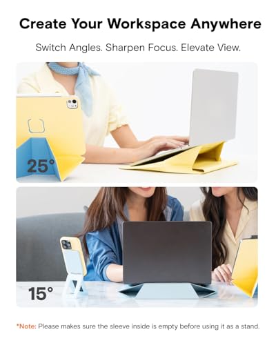 Laptop Carry Sleeve with Stand &Smart Storage for 14" Laptop for Work (Panna Cotta / 14 Inch)