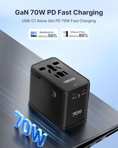 Universal Travel Adapter 70W GaN (70W Black1)