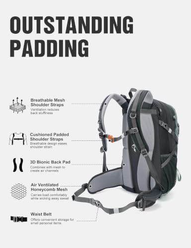 40L Hiking Backpack Daypack Travel Camping Bag for Men&Women (Slate Gray-40l / 40L)