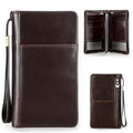 Top Grain Leather Travel Passport Wallet Holder for Man & Woman (For 4 Passports-Zipper Style / Classic-Glossy Coffee)