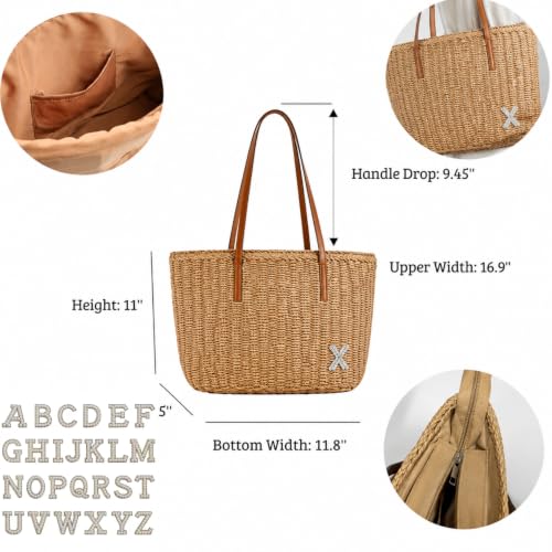 Straw Bags For Women (Khaki-custom)