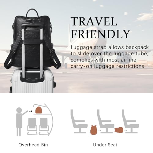 Vegan Leather Laptop Backpack for Women 15.6 inch Work Backpack Fashion Travel Backpack Purse for Business College (Black01)