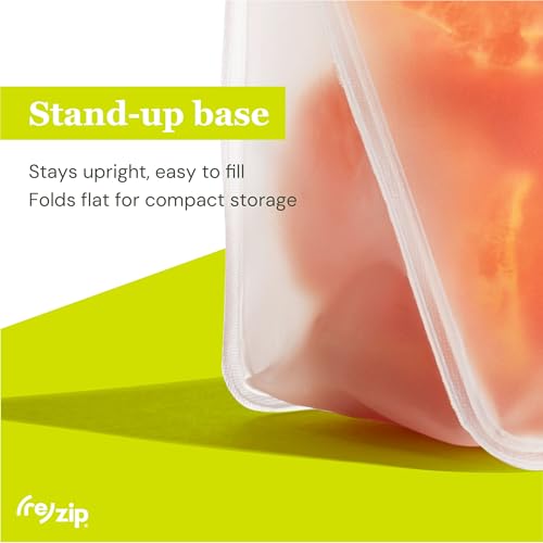 re) zip Reusable Stand-Up Snack Bags, Leakproof, 8 oz, 5-Pack, Multicolor (Multi Color)