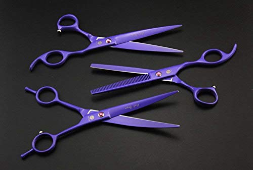 7" Dog Grooming Scissors Set with Rhinestone Accent (Violet)