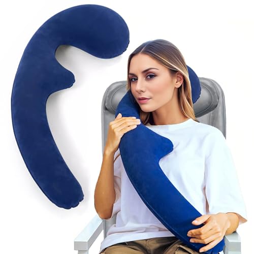 Inflatable Travel Body Pillow (Navy)