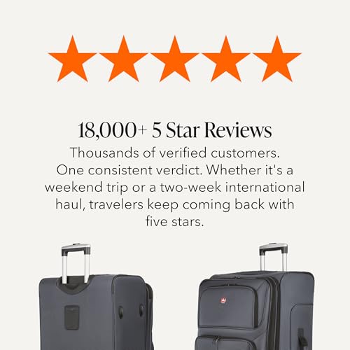 Sion Softside Expandable Spinner Luggage Durable Lightweight Travel Suitcase (Checked-Large / Dark Grey)