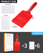 Leather Luggage Tags for Suitcases (Red)
