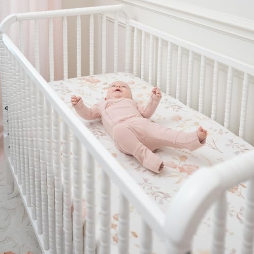 Violet Floral 100% Cotton Sateen Fitted Crib Sheet (Violet Floral)