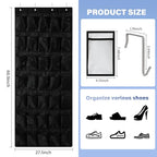 35 Pocket Over Door Shoe Organizer with 4 Metal Hooks（Black） (black / 66.9" x 27")