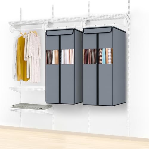 Suit Bags for Closet Storage Hanging Garment Bag 40 in (Grey / 40"-2 Pack)