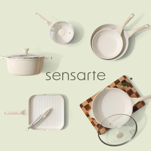 23 PCS Non Toxic Ceramic Cookware Set (Antique White / Large)