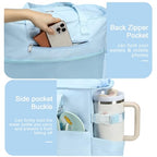 Waterproof Beach Tote Pool Bags for Women Ladies Extra Large Tote Bag Carryall Bag With Wet Compartment Fit 40oz Tumbler Holder Gym Travel Bag for Cruise (New Blue)