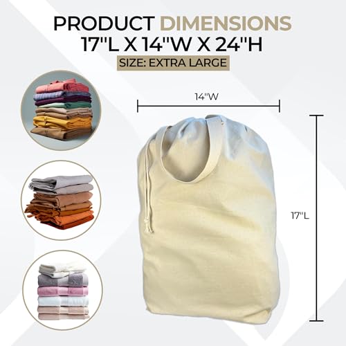 SET of 2 100% Cotton Canvas Laundry Bags