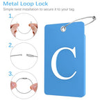 2 Pack Initial Luggage Tags for Suitcases Airplane Travel Essentials (Large C / Blue)