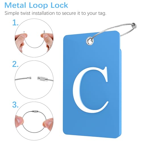 2 Pack Initial Luggage Tags for Suitcases Airplane Travel Essentials (Large C / Blue)